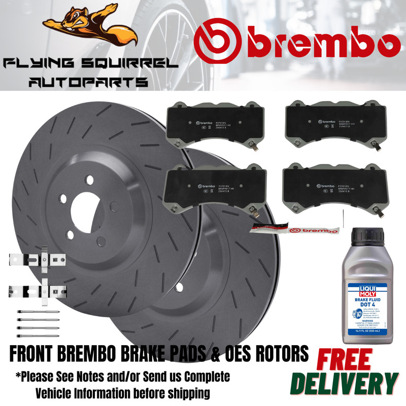 FRONT OES Slotted Brake Rotors+Brembo Ceramic Pads Hellcat SRT w/6 PISTON