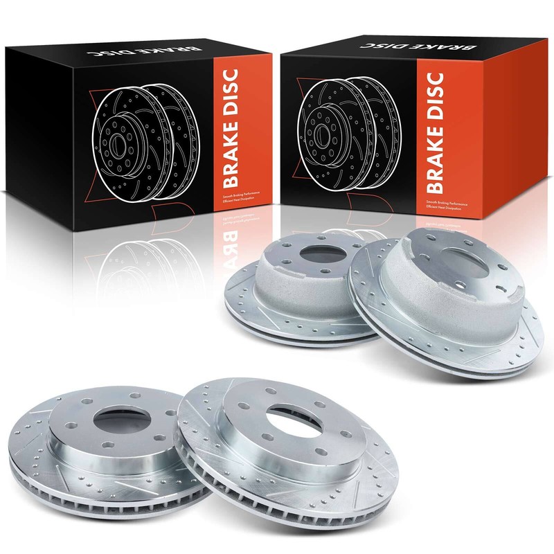 4Pcs Drilled Brake Rotors for Chevy Silverado 1500 GMC Sierra 1500 Front & Rear