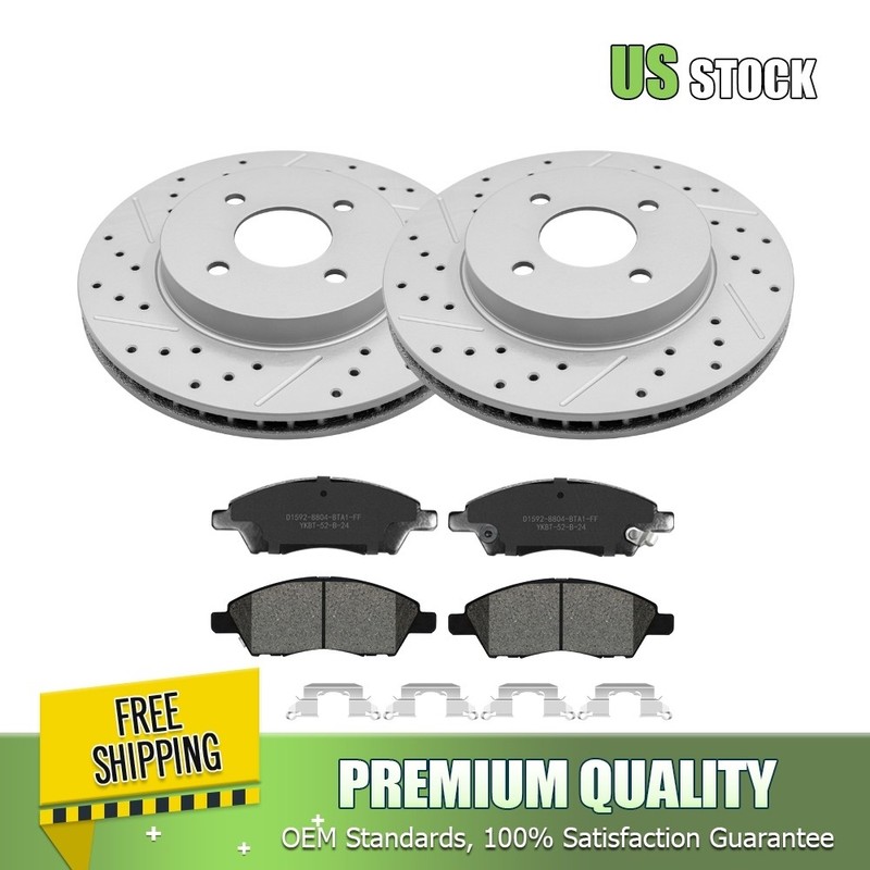 Front Drilled Brake Rotors Ceramic Brake Pads for 2012 – 2019 Nissan Versa Note