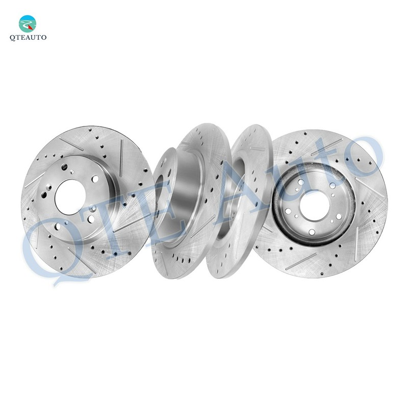 4P 282mm Front-Rear Drilled Slotted Brake Rotors For 2005 2008-2012 Honda Accord
