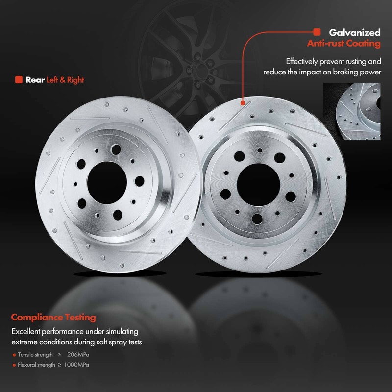 Rear Drilled and Slotted Brake Rotors & Ceramic Pad for Volvo S60 S80 V70 XC70 gallery