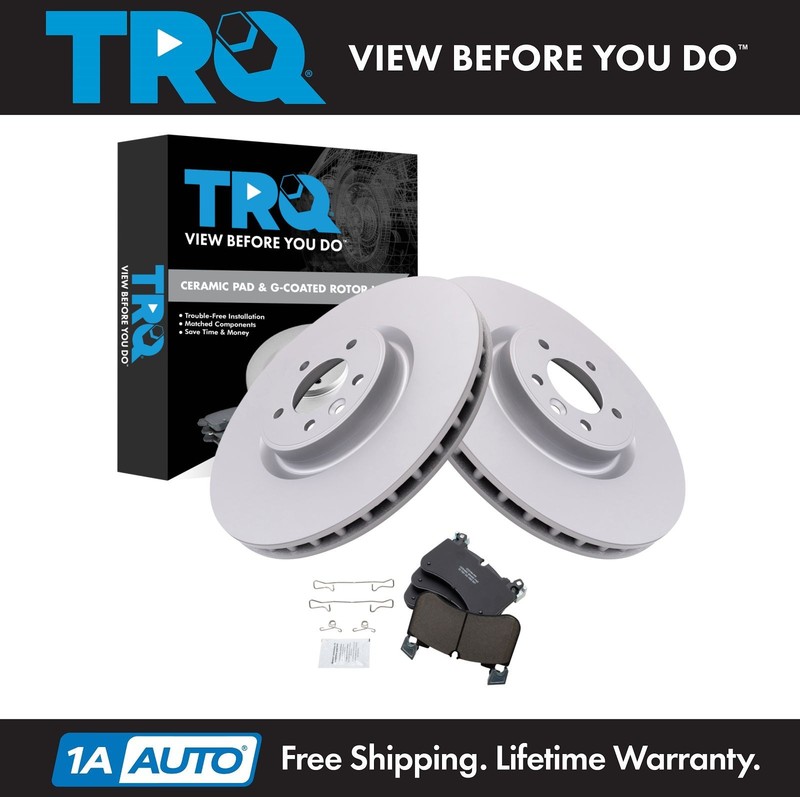 TRQ Brake Pad & Rotor Kit Ceramic Premium G-Coated Fits Land Rover