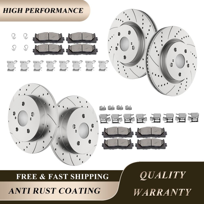 Front Rear Drilled Brake Rotors Discs Brakes Pads Fit for RAV4 Venza C-HR ES250