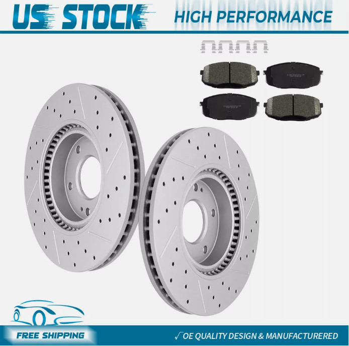 300mm Front Drilled Brake Rotors+Ceramic Pads for 2010-2013 Kia Forte Koup 2.4L