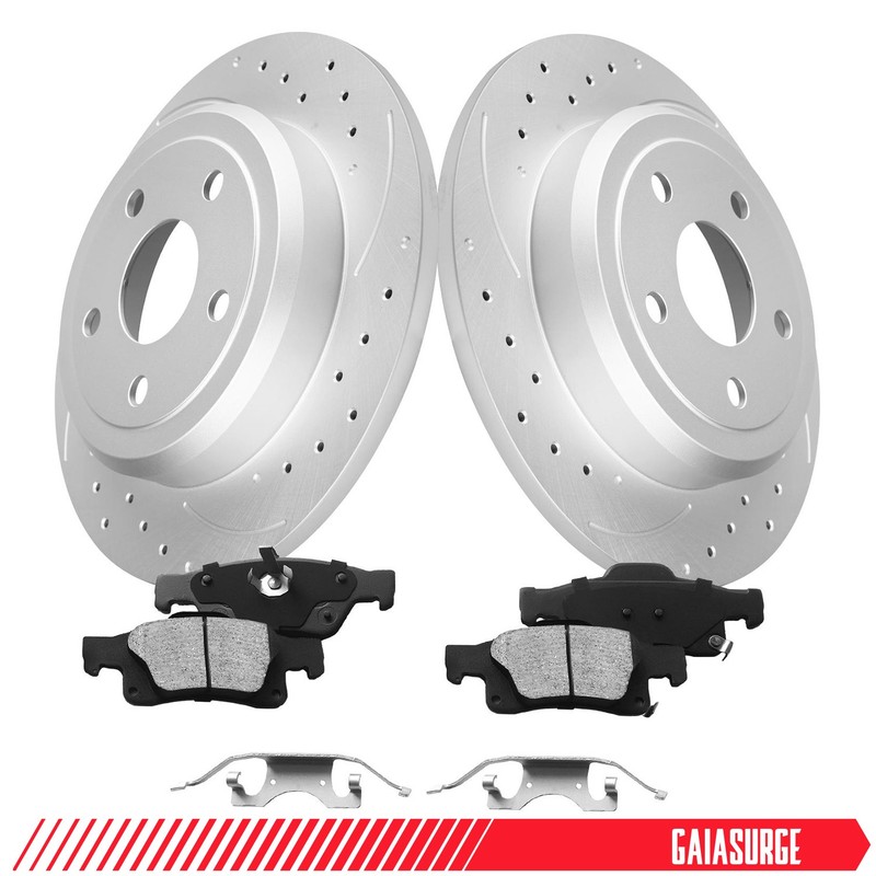 Rear Drilled Brake Rotor Ceramic Pad For 11-20 Jeep Grand Cherokee Dodge Durango