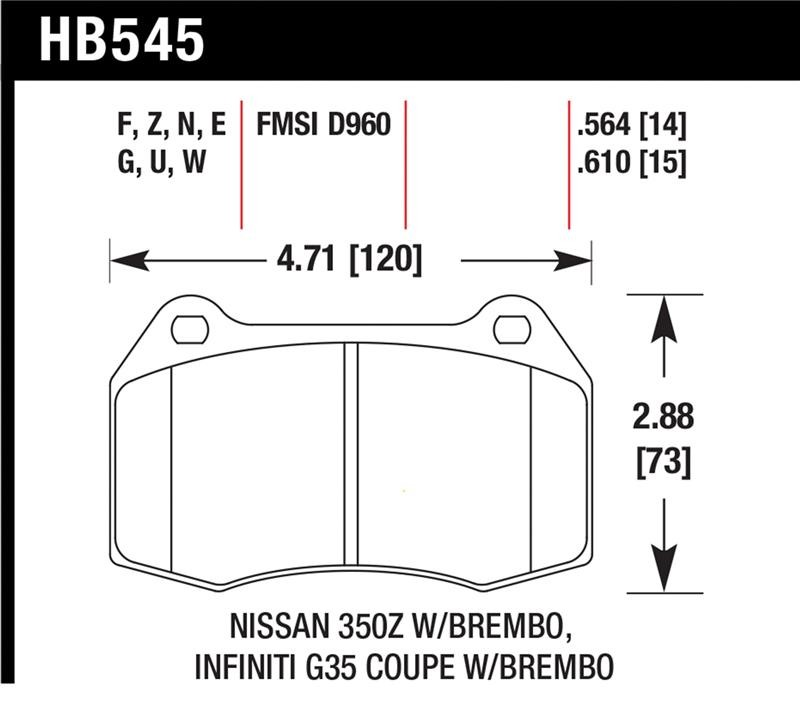 Hawk Performance HPS Ceramic Front Brake Pads HB545Z.564 – 2003-2009 Nissan