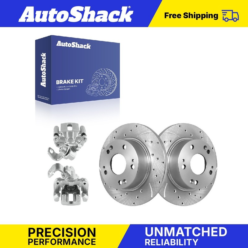 Rear Drilled Slotted Brake Rotors Calipers for Honda, Civic 2006-2015