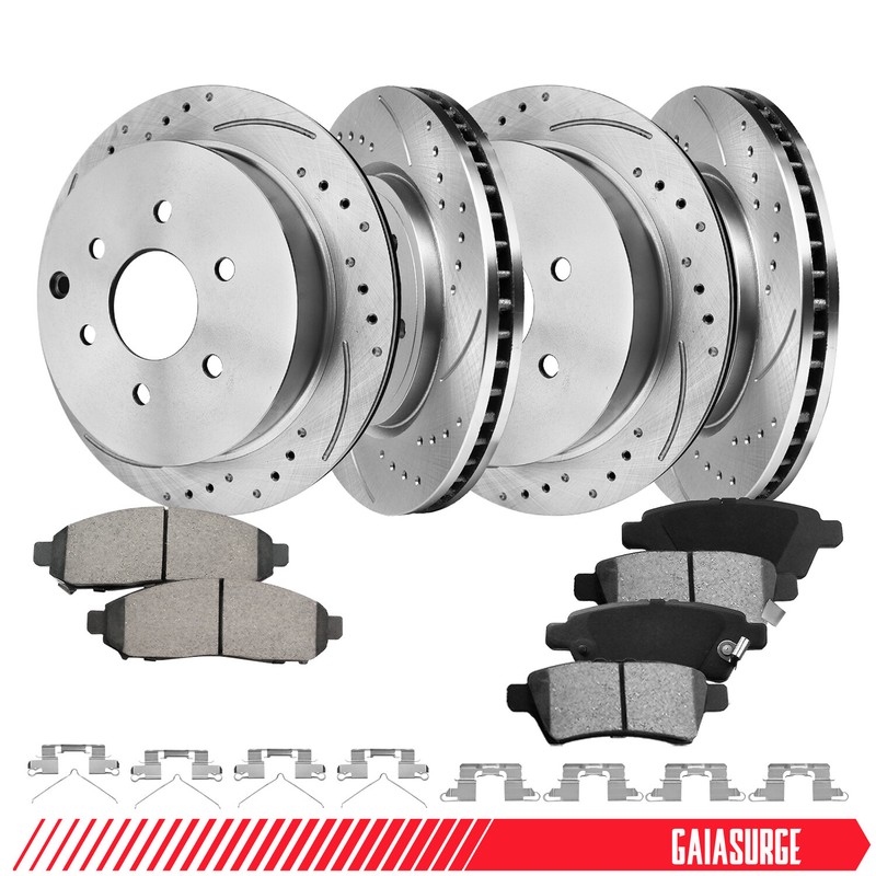 Front & Rear Drilled Rotors Brake Pads for Nissan Xterra Frontier Suzuki Equator
