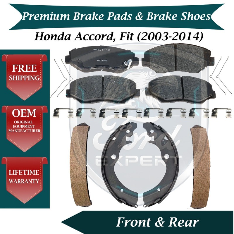 New OE Front Pads & Rear Shoes For 2003-2014 Honda Accord Fit 10 Yr Warranty