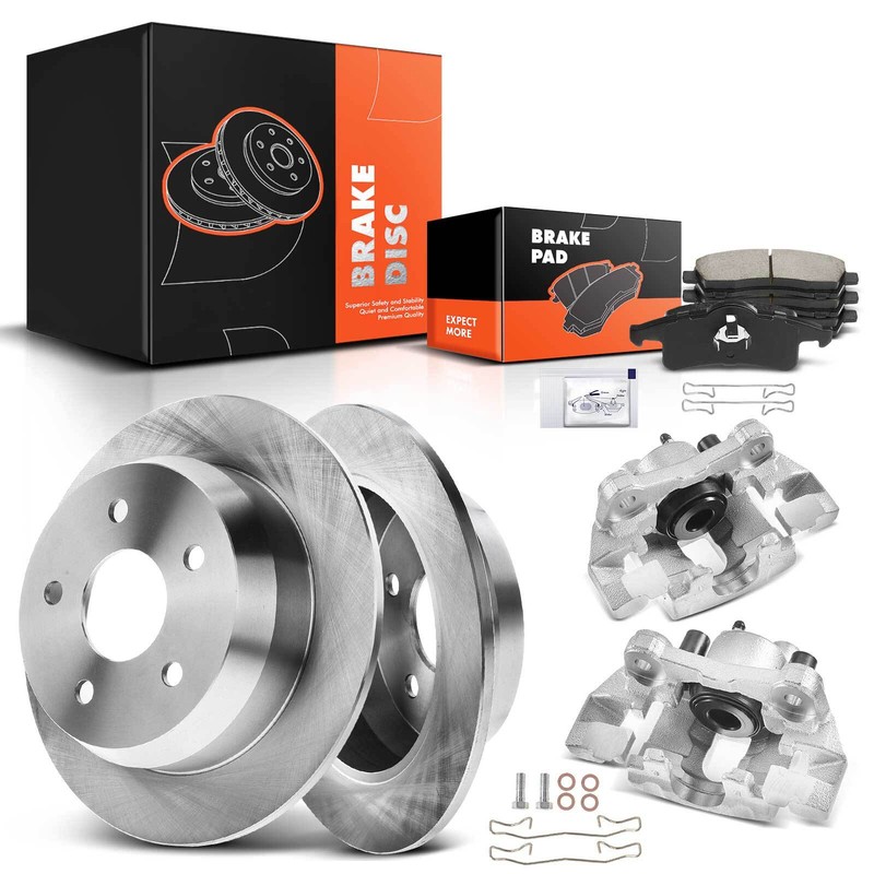 Disc Brake Rotors & Pads + Brake Caliper for Jeep Grand Cherokee WJ 99-04 Rear