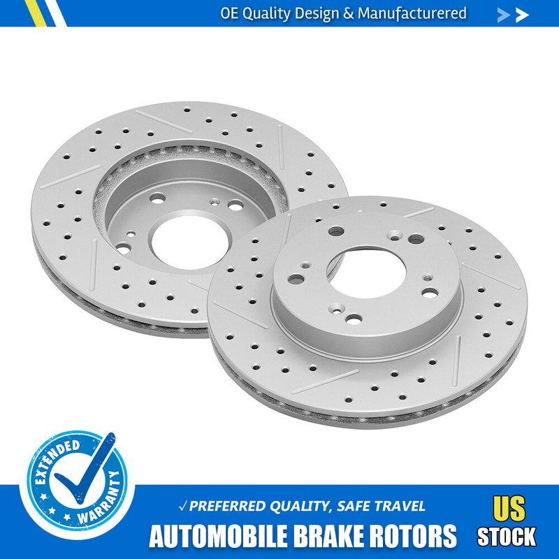 For 2004 -2011 Honda Civic Cr-Z Acura Rsx Front Drilled Brake Disc Rotors Set