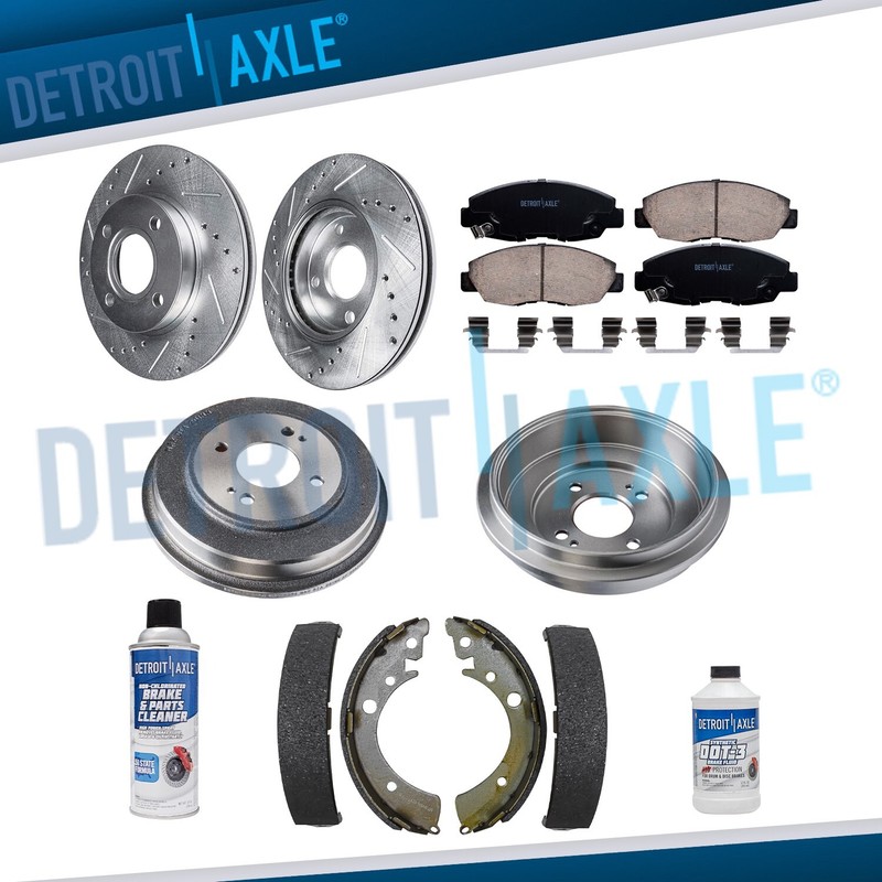 Front Rotors + Rear Drums + Brake Pads & Shoes for 2001 – 2005 Honda Civic 1.7L