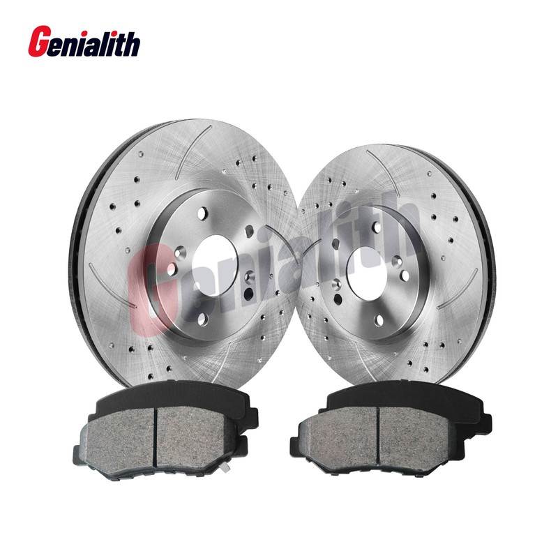 Front Brake Drilled Disc Rotors + Ceramic Pads For Honda Civic 1990-2000 CRX