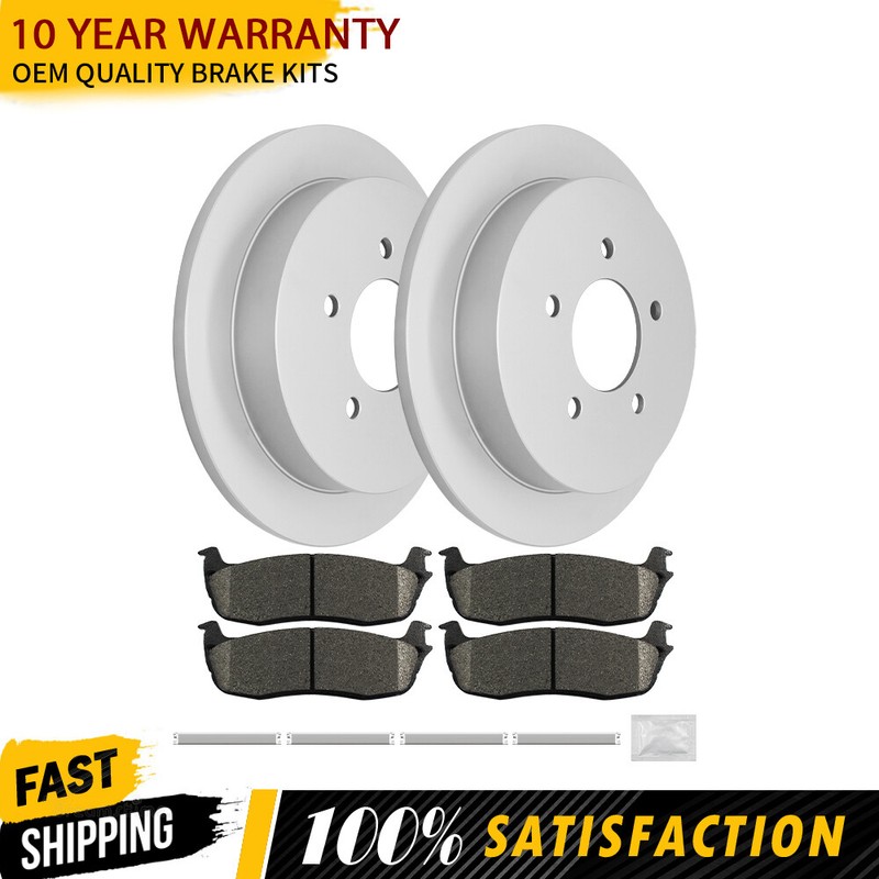 For Ford F-150 Expedition Navigator Blackwood Rear Rotors and Ceramic Brake Pads