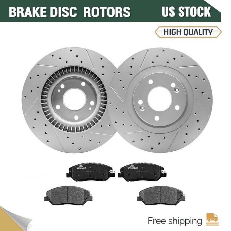 Front Disc Brake Rotors & Ceramic Pad For 2013-2016 Hyundai Santa Fe XL 3.3L