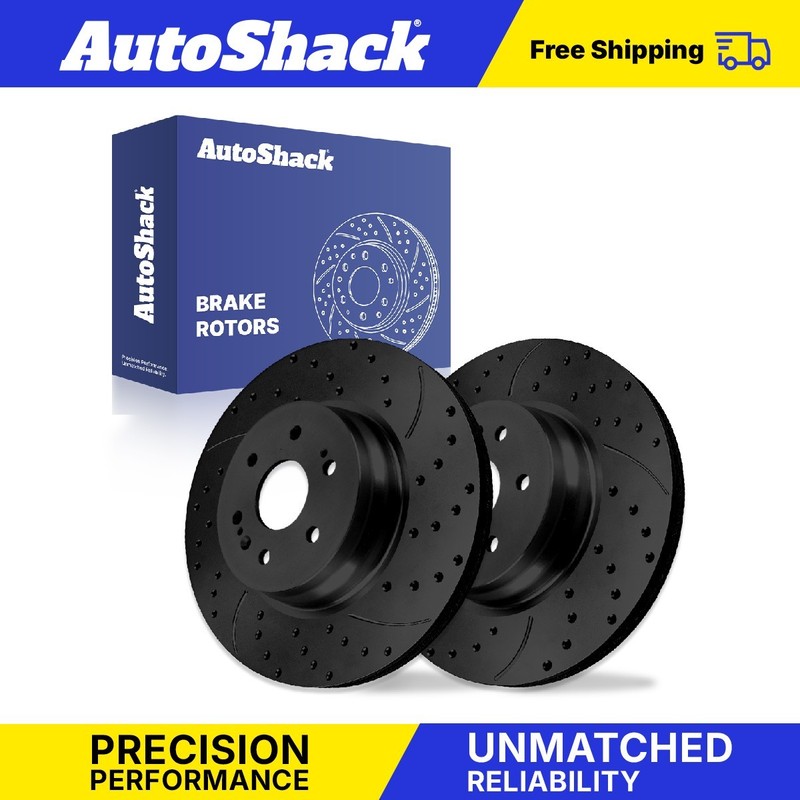 Rear Drilled Slotted Brake Rotors Pair for Chevrolet, Silverado 1500 2019-2025