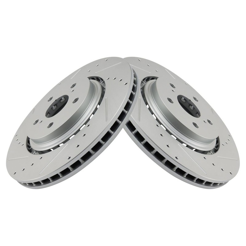 TRQ Front Brake Rotors Set Slotted X Drilled G-Coated Front Fits Lexus Toyota gallery