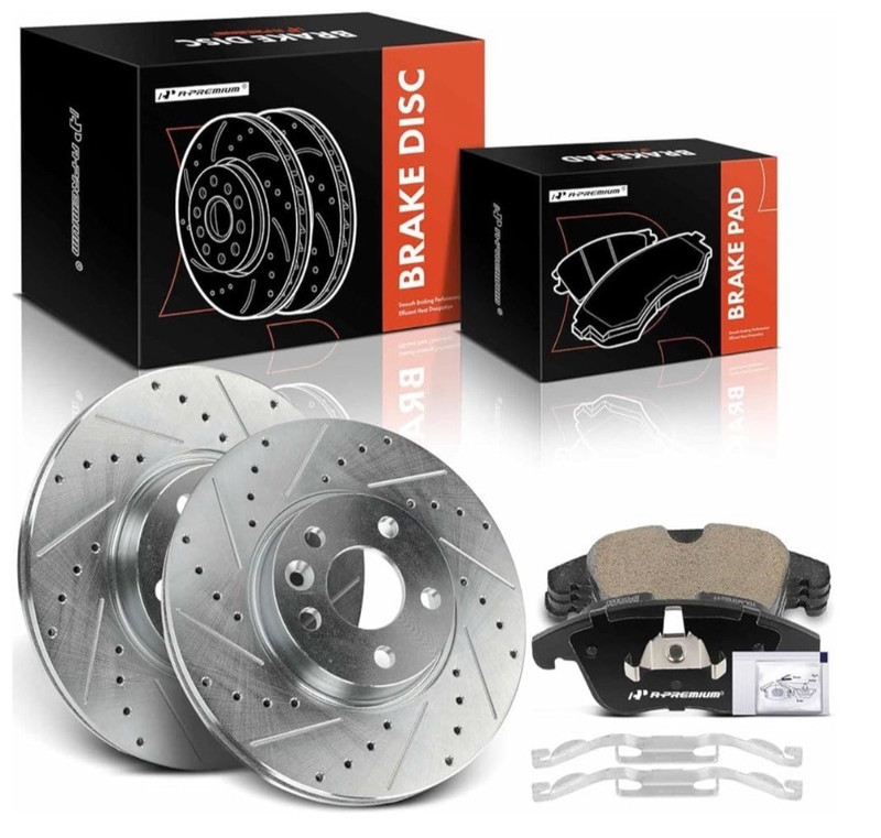 6x Front Drilled Brake Rotors Ceramic Brake Pads 2012-2018 Land Rover Volvo S60