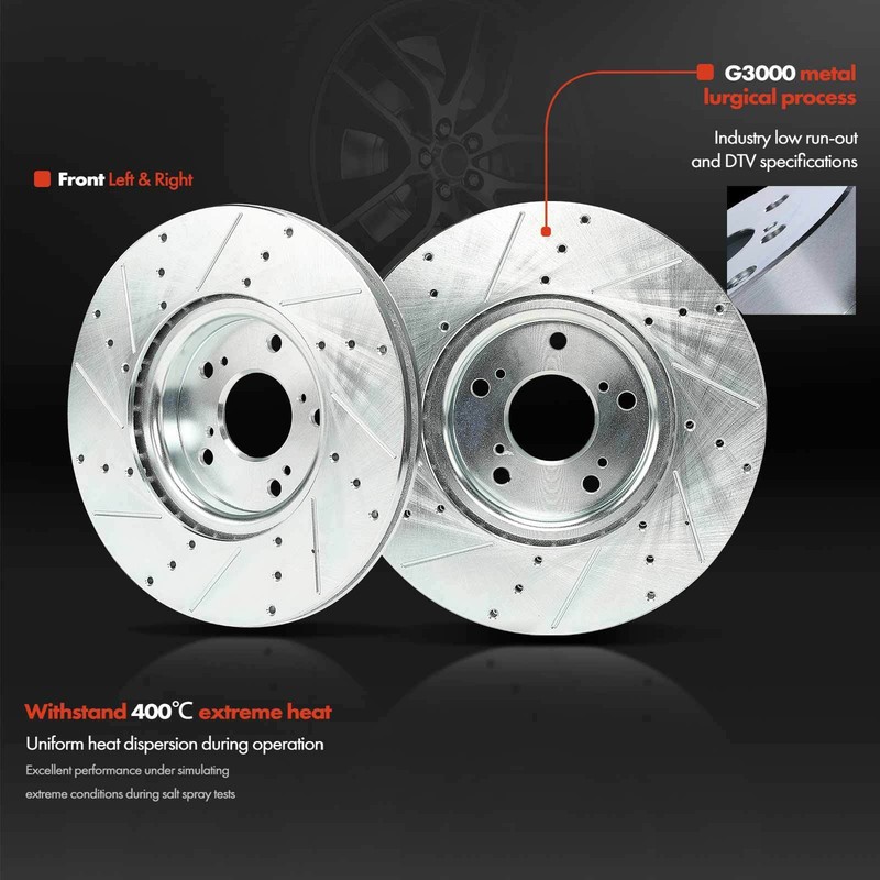 2x Front Side Driver & Passenger Side Drilled Brake Rotors for Acura TL 04-08 gallery