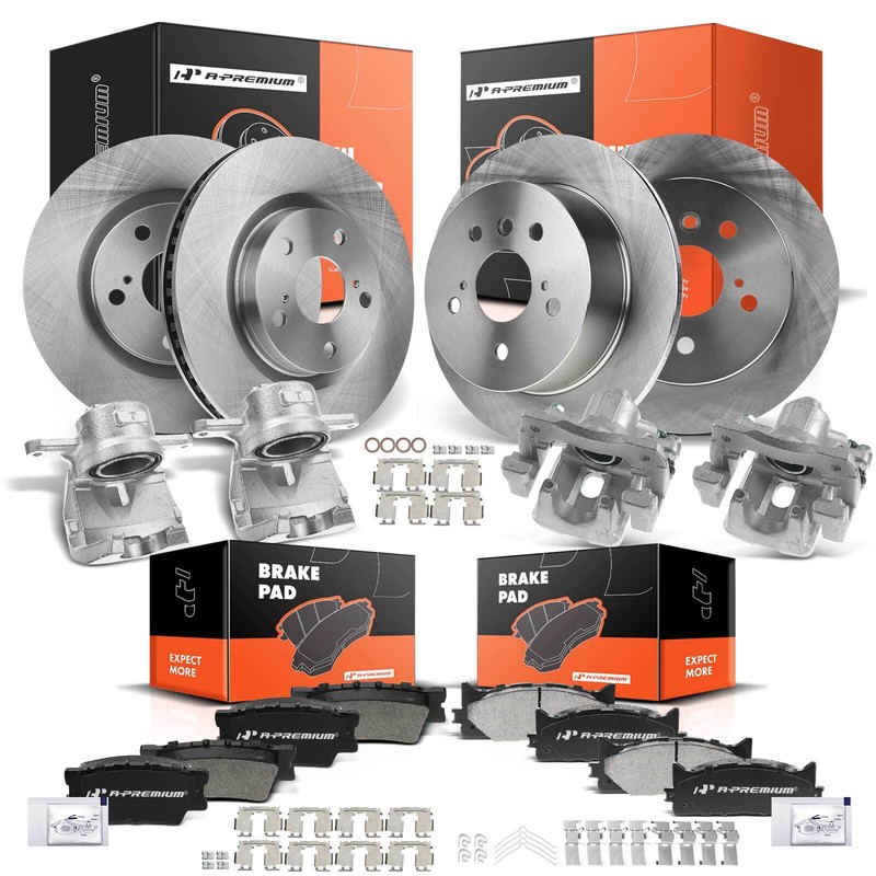 A-Premium 16x Front & Rear Disc Brake Rotors & Brake Pads & Caliper for Toyota