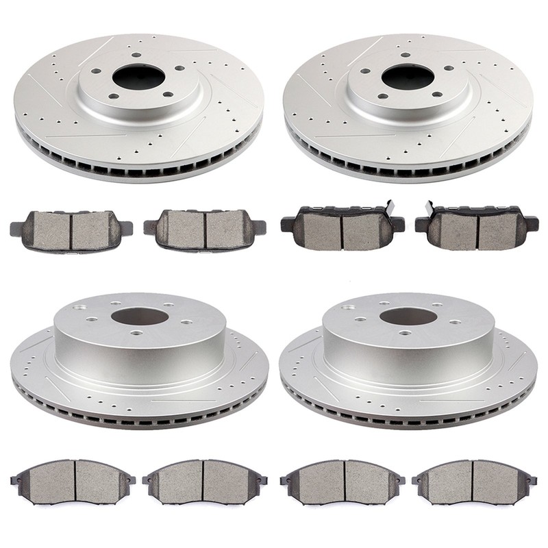 Front and Rear Drilled Brake Rotors & Pads for Nissan Murano INFINITI QX70 M37