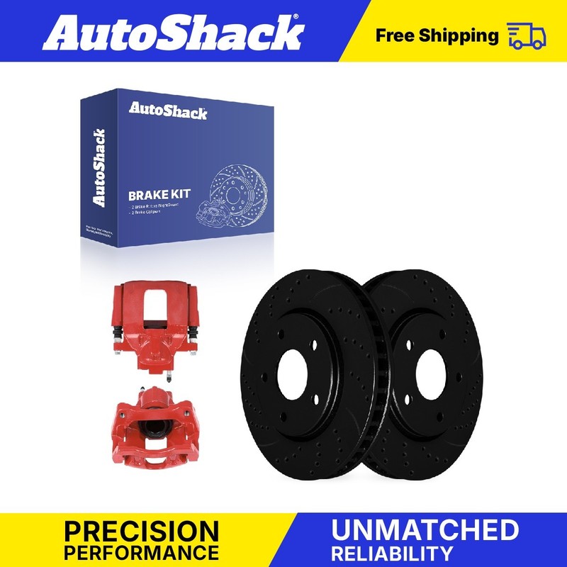 Front Drilled Slotted Brake Rotors Calipers Red for Dodge, Grand Caravan 08-16