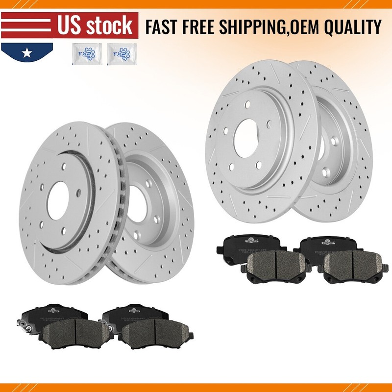 Front Rear Disc Rotors & Brake Pads for Dodge Grand Caravan Journey Town Country
