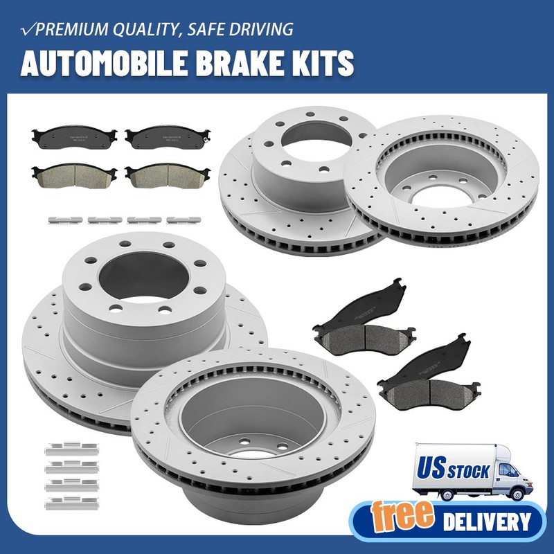 Front & Rear Drilled Rotors Brake Pads for 2006-2008 Ram 1500 2500 3500 2WD/4WD