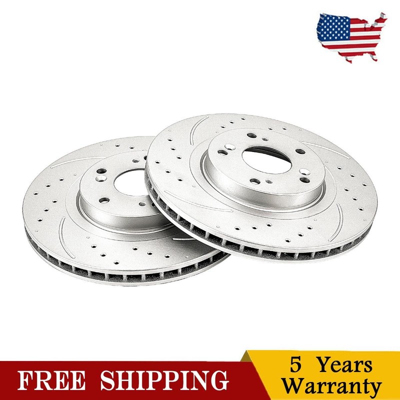 Fits 2002-2006 Acura RSX Front Drilled & Slotted Brake Disc Rotors 45251S6MA10