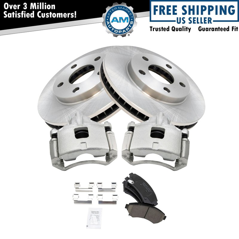 Front Ceramic Disc Brake Pads Rotors & Calipers for Buick Chevy Olds Pontiac