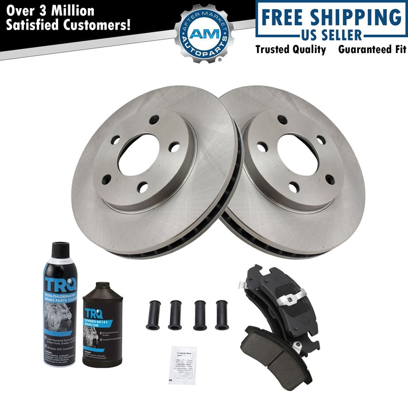 Front Ceramic Brake Pad & Rotor Kit w/Fluids for Buick Cadillac Chevy Olds
