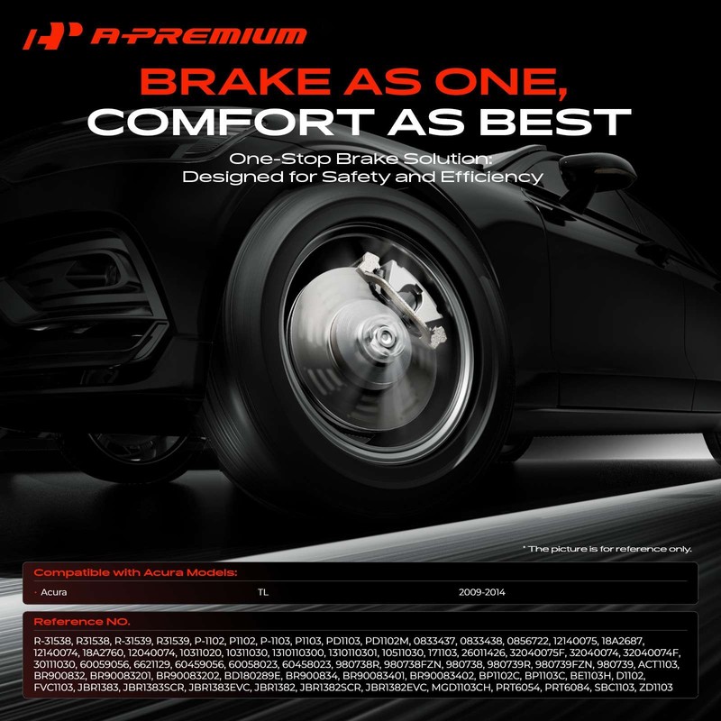 A-Premium Front & Rear Disc Brake Rotors & Ceramic Pads for Acura TL 2009-2012 gallery