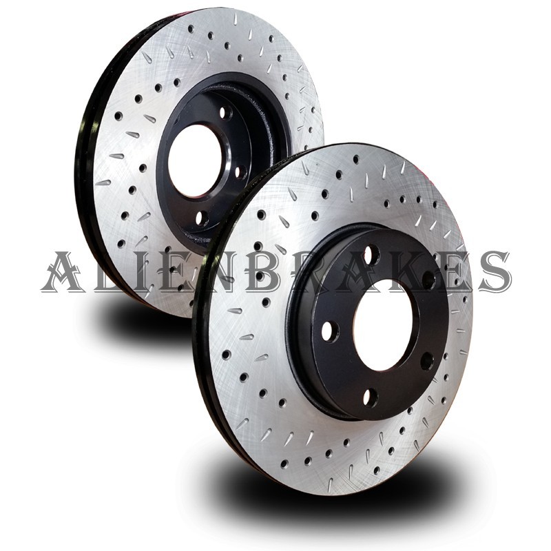 SCI001FS tC Celica Corolla Matrix 2 Front 01-08 Rotors Cross Drill&Dimple Slots