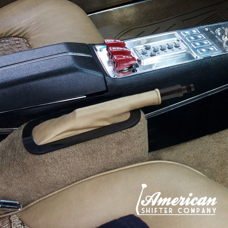 Tan Horizontal Shift or Emergency Brake Boot with Black Oval Beauty Trim Ring gallery