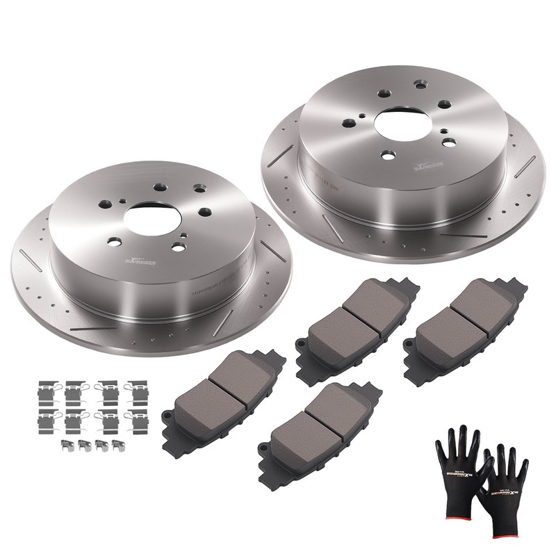Rear Brake Rotors + Ceramic Brake Pads for Lexus RX350 RX450h Toyota Highlander gallery