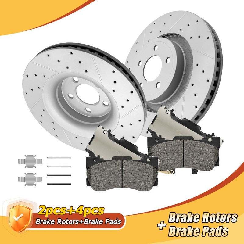 Front Disc Brake Rotors & Ceramic Pads for 2015-2020 2021 Ford Mustang 2.3L L4