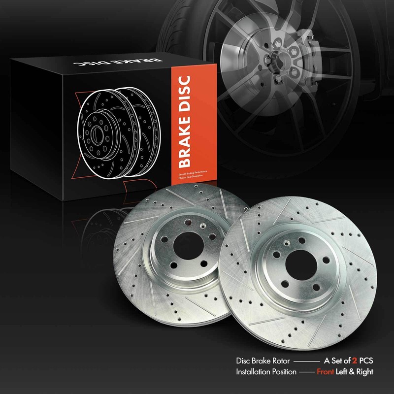 2x Drilled Brake Rotor for Audi A6 Quattro A7 Quattro Q5 S4 Porsche 345mm Front gallery