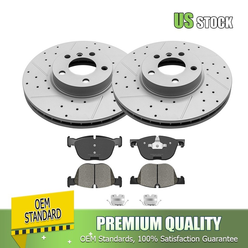 13.07 inch Front Disc Brake Rotors & Ceramic Brake Pads for 2011-2018 BMW X5 X6