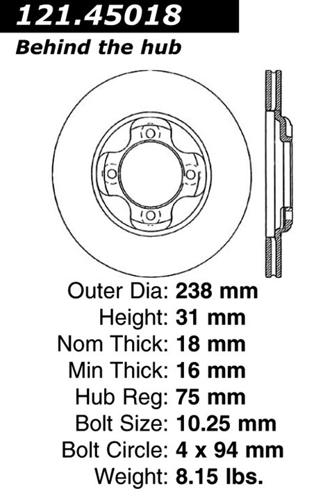 Centric Front Disc Brake Rotor for Capri, 323, Tracer (121.45018) gallery