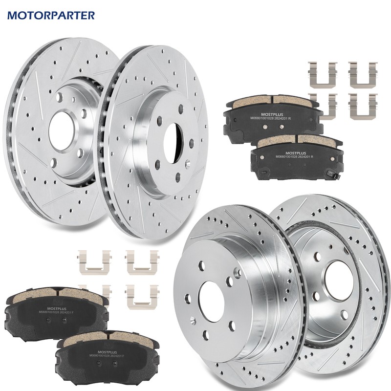 Front & Rear Drilled Rotors Brake Pads for 2010-2017 Chevy Equinox GMC Terrain