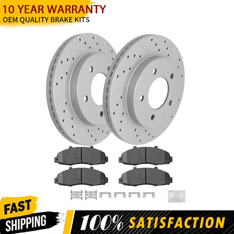 For Ford F-150 1997 – 2003 Front Drilled Brake Disc Rotors Ceramic Brake Pads