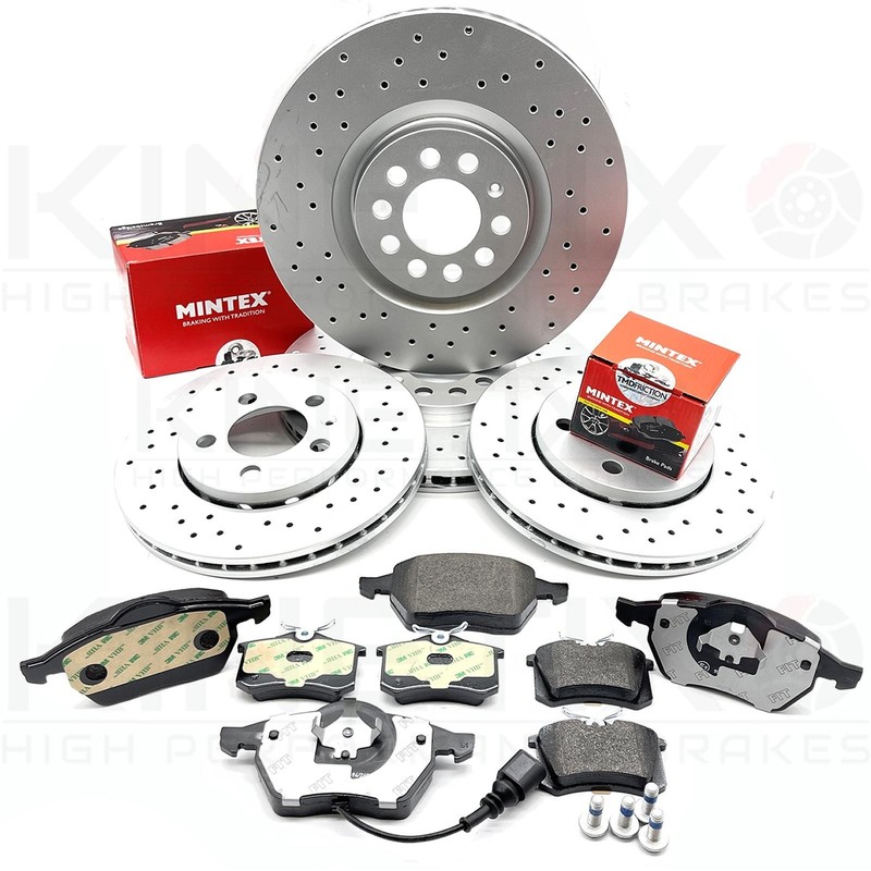 FOR SEAT IBIZA CUPRA R FRONT REAR DRILLED BRAKE DISCS MINTEX PADS 312mm 256mm