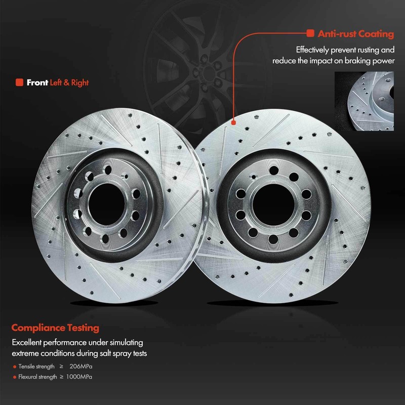 Drilled Brake Rotor & Ceramic Brake Pads for Audi A4 Quattro A4 2005-2009 Front gallery