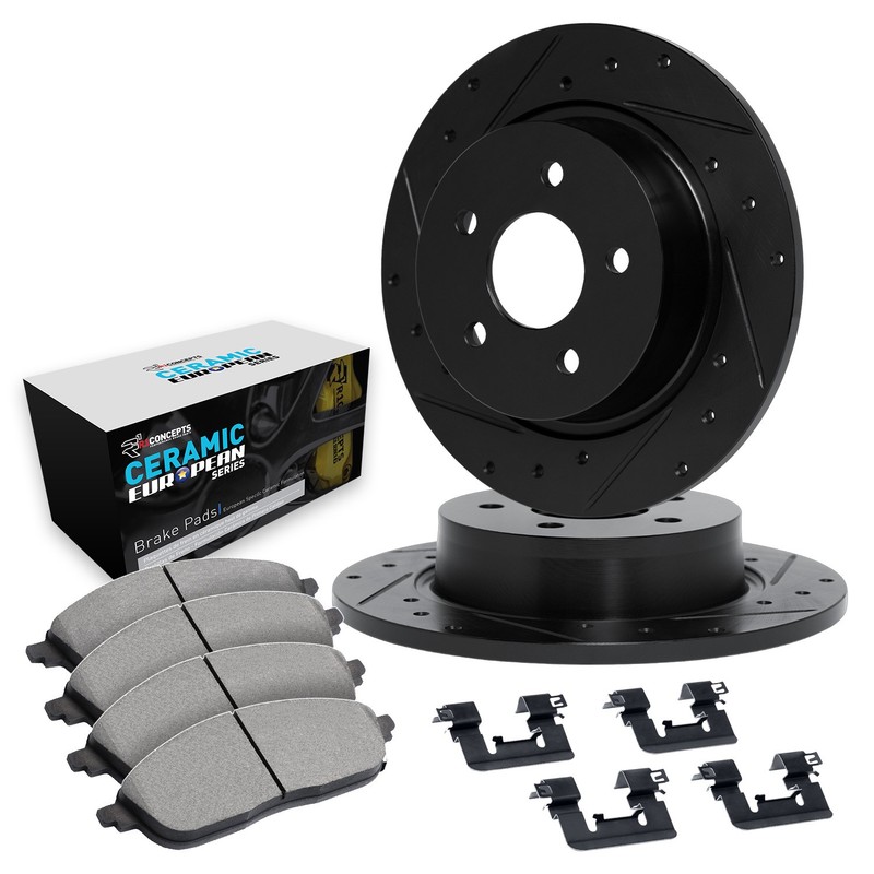 R1 Concepts Whth1 63016 R1 Brake Rotors D S Black W Euro Ceramic Pads gallery