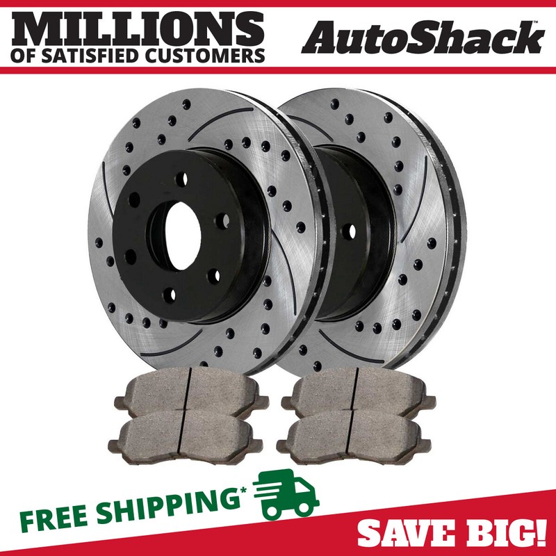 Front Drilled and Slotted Brake Rotors & Pads for 2017-2019 Nissan Titan Armada