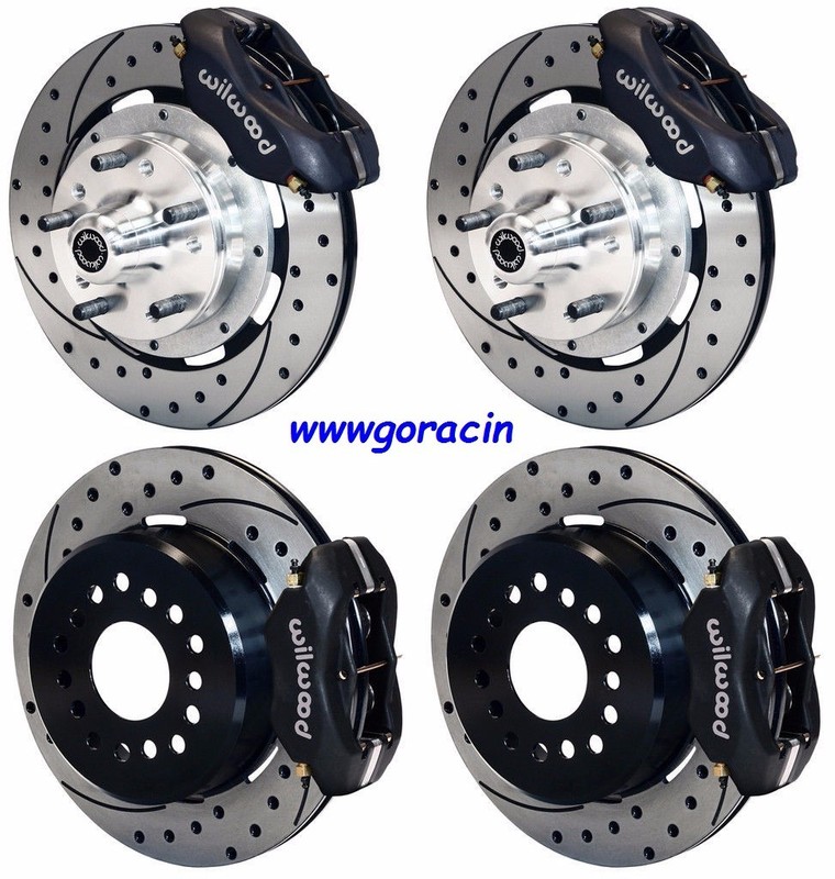 WILWOOD DISC BRAKE KIT,1964-74 GM,12.19″ DRILLED ROTORS,4 PISTON BLACK CALIPERS