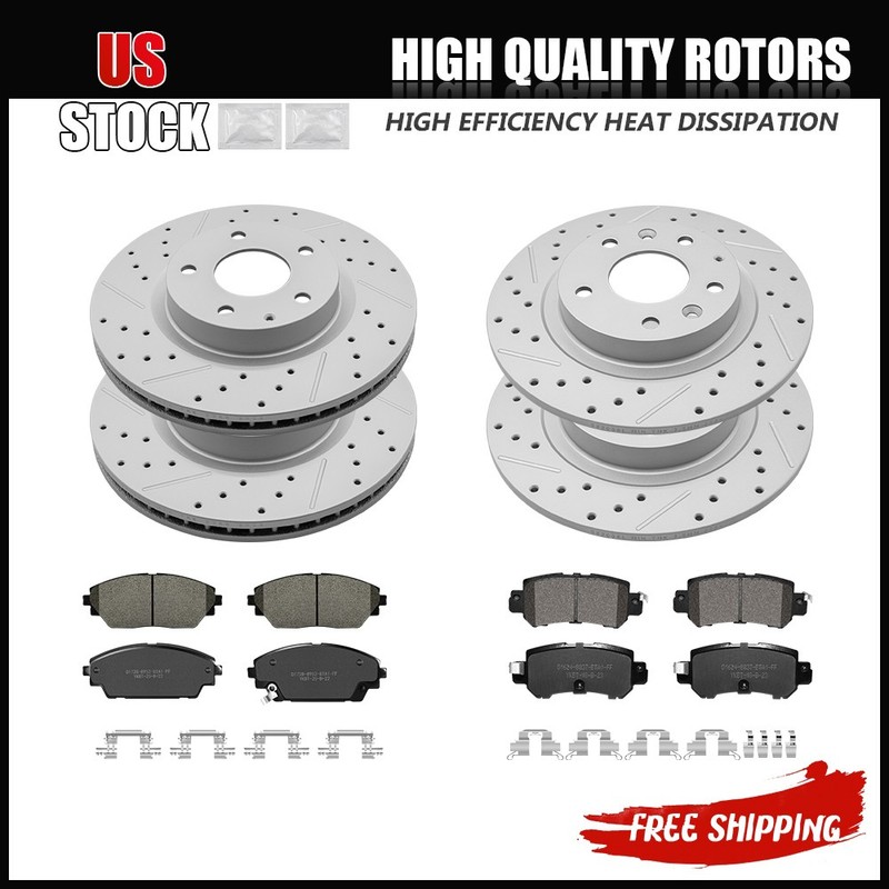 Front Rear Brake Disc Rotors & Ceramic Pads Set for 2016 2017 2018 Mazda CX-3