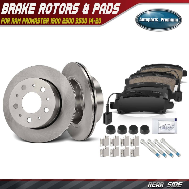 6x Rear Disc Brake Rotors & Brake Pads for Ram ProMaster 1500 2500 3500 14-20