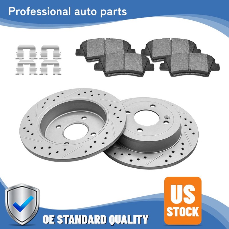 Rear Brake Disc Rotors + Ceramic Brake Pads For Hyundai Accent Kia Rio 2012-2017