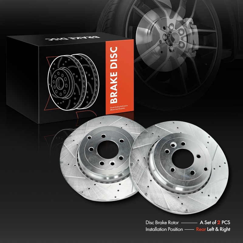 2x Rear Drilled Brake Rotors for Land Rover Defender 110 2020 Range Rover Sport gallery